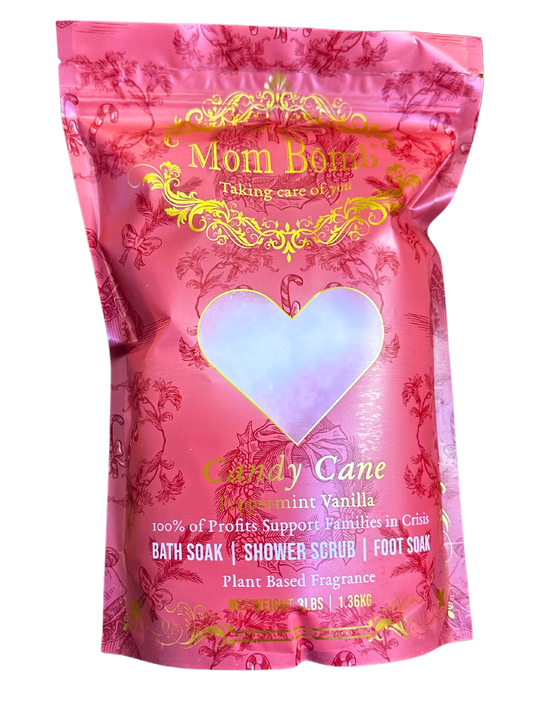 Mom Bomb Candy Cane Bath Salts – All-Natural, Vegan, Multi-Use for Holiday Refreshment (3lbs)