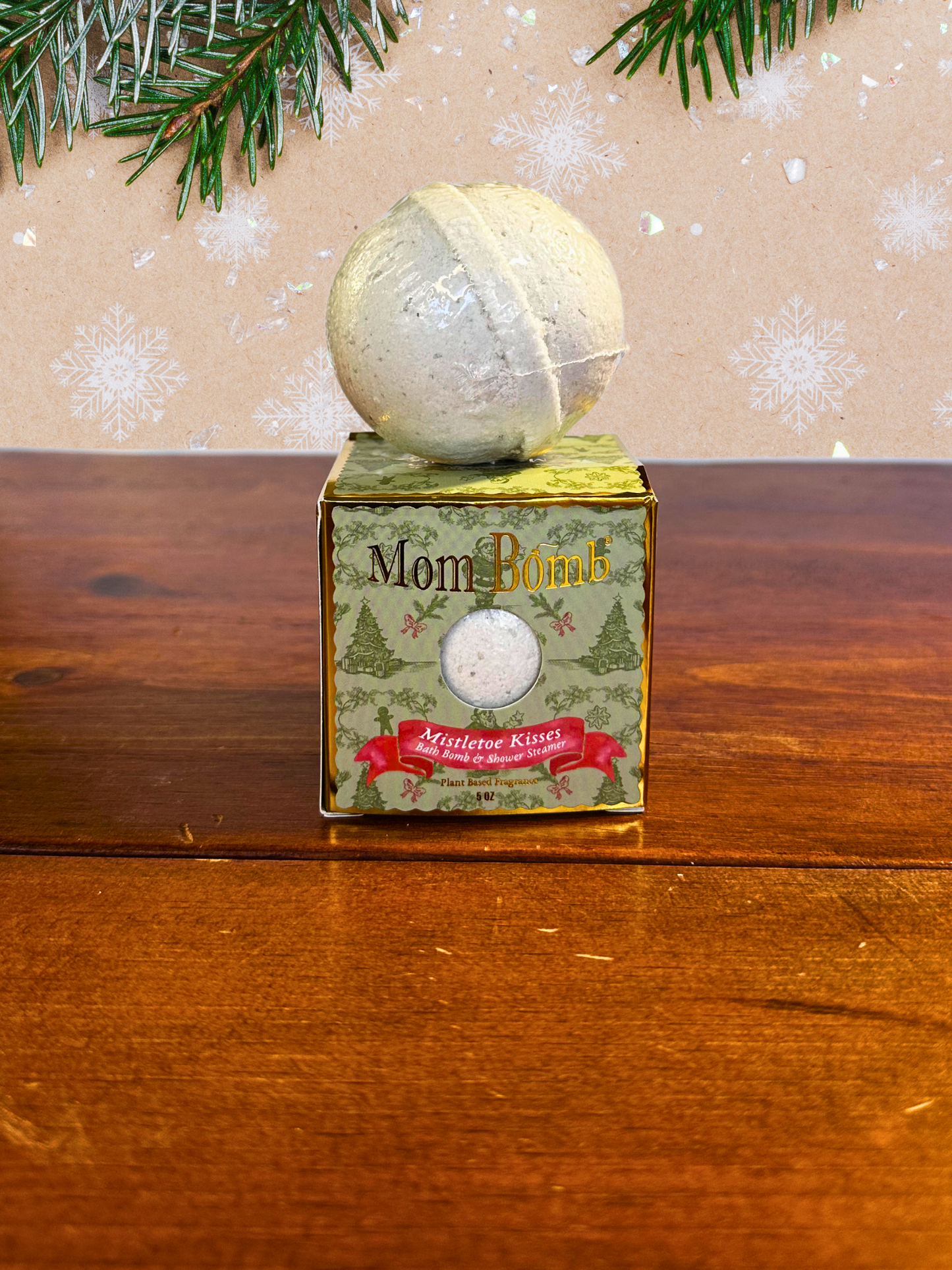 *Mom Bomb Mistletoe Kisses Bath Bomb – All-Natural, Festive and Romantic Holiday Escape (5oz