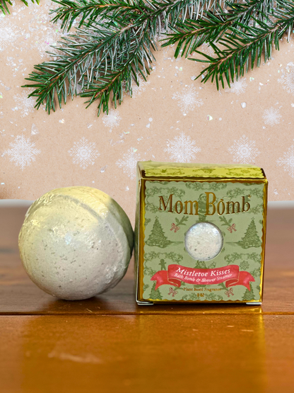 *Mom Bomb Mistletoe Kisses Bath Bomb – All-Natural, Festive and Romantic Holiday Escape (5oz