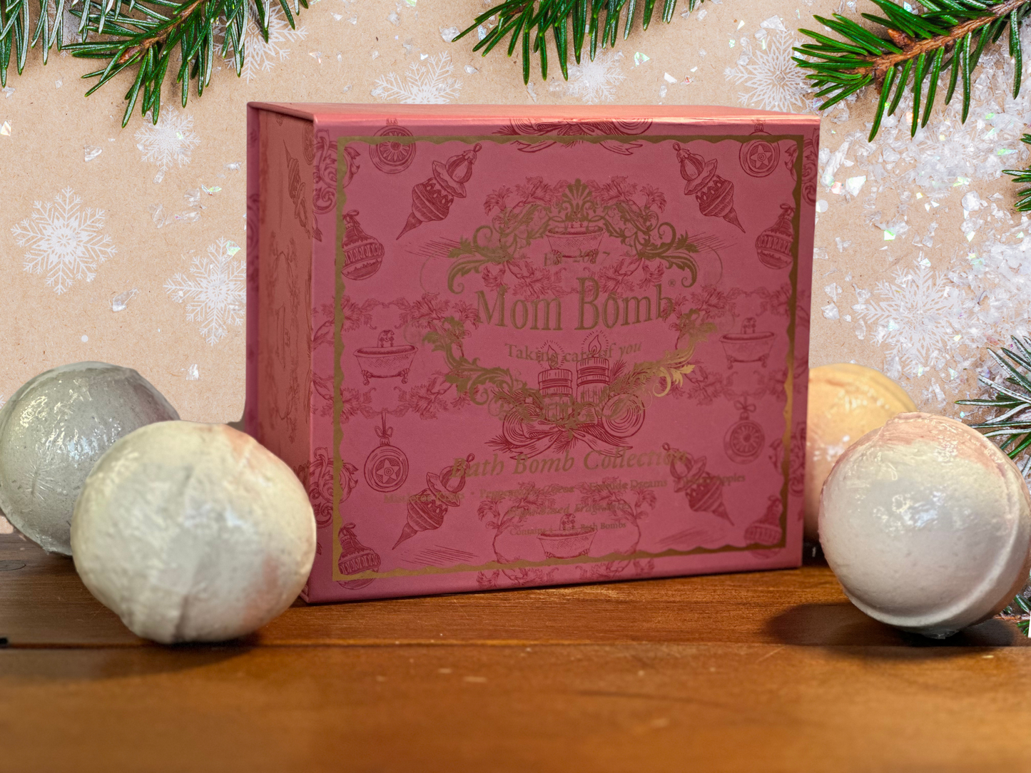 Mom Bomb Merry & Bright Bath Bomb Collection – Seasonal Scents to Warm Your Soul (Red Edition)