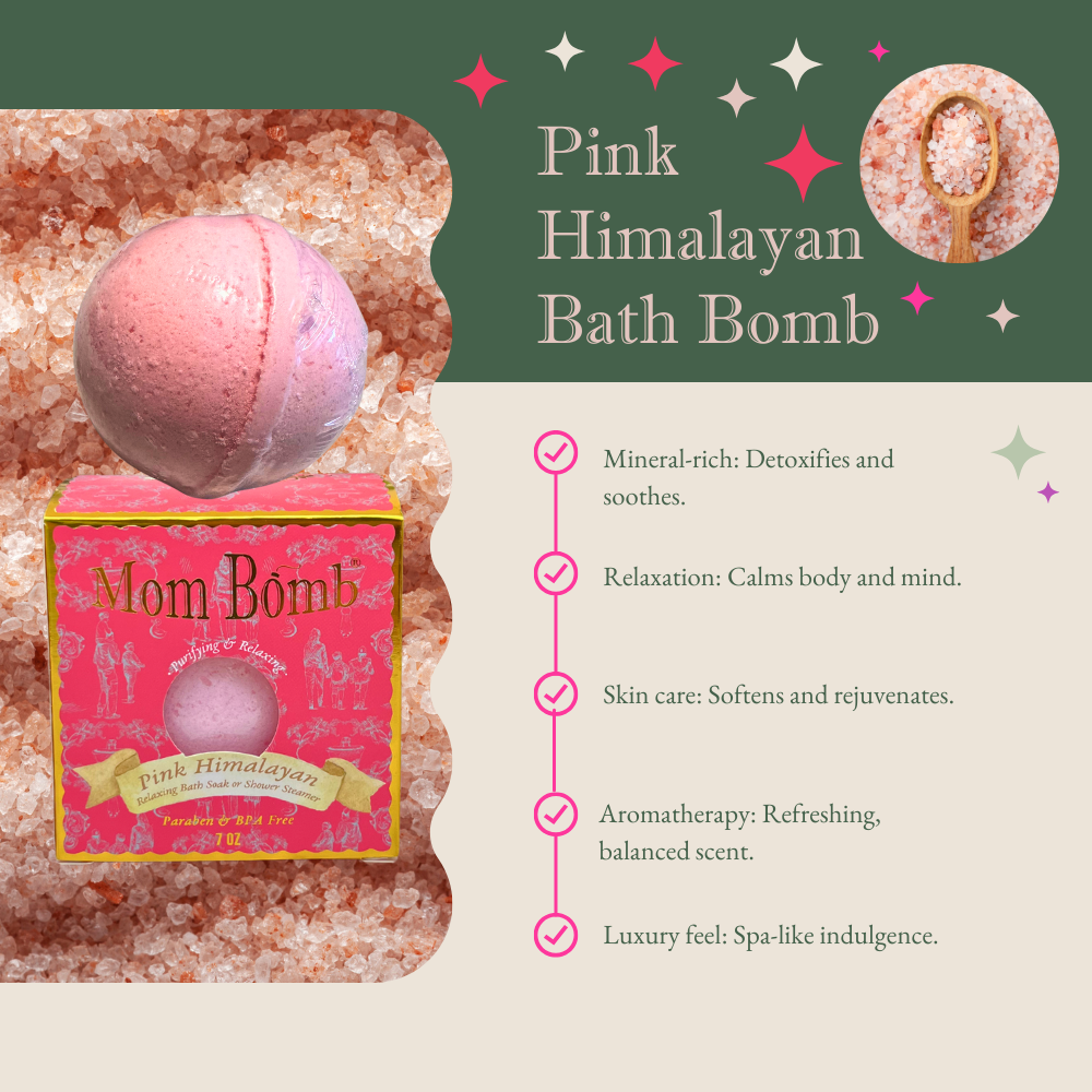 Mom Bomb Pink Himalayan 7oz Melon & Cedarwood Scented Bath Bomb/Shower Steamer