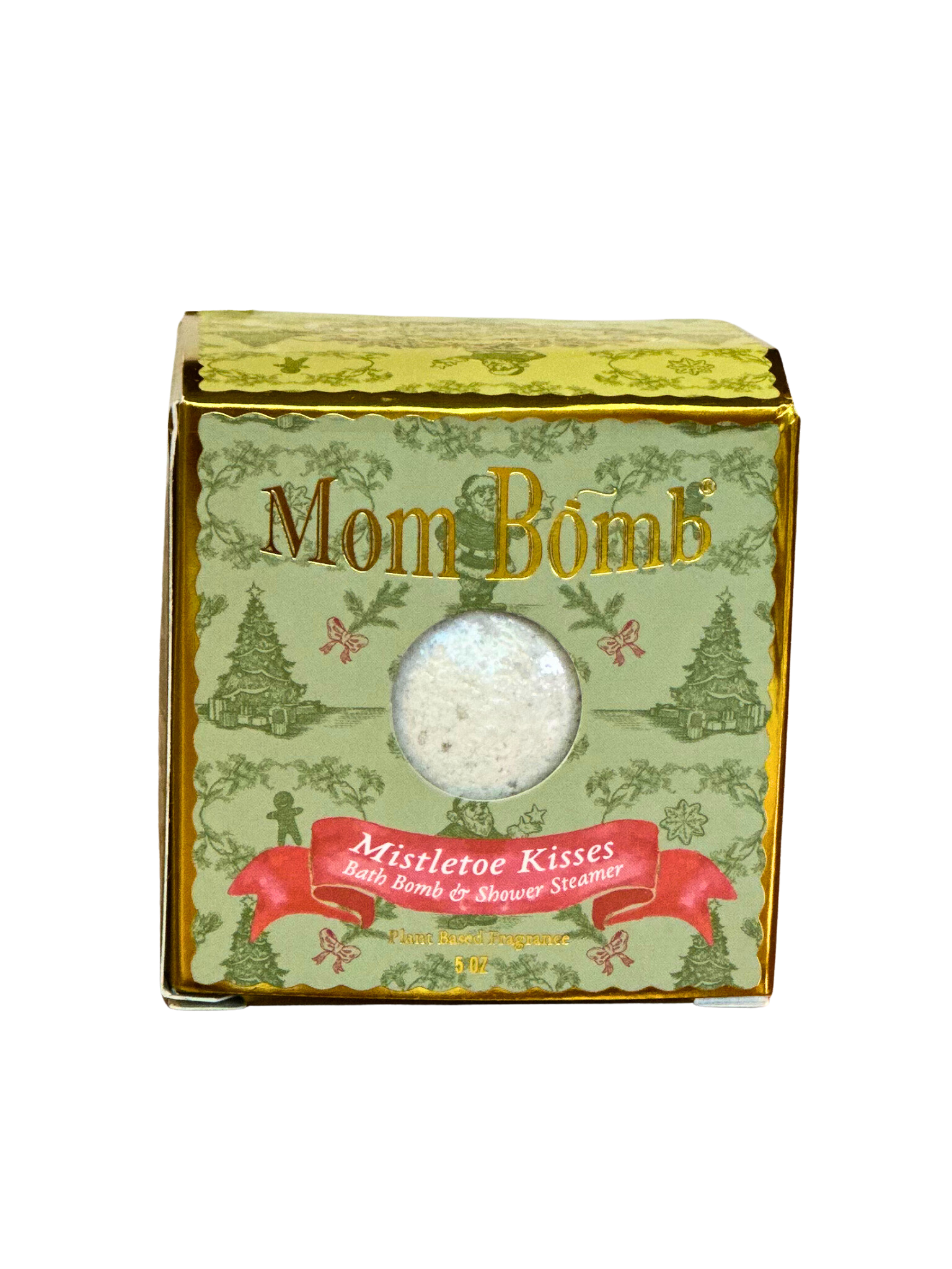 Mom Bomb Mistletoe Kisses Bath Bomb – With hints of a Pine & Winterberry - An All-Natural, Festive and Romantic Holiday Escape (5oz)