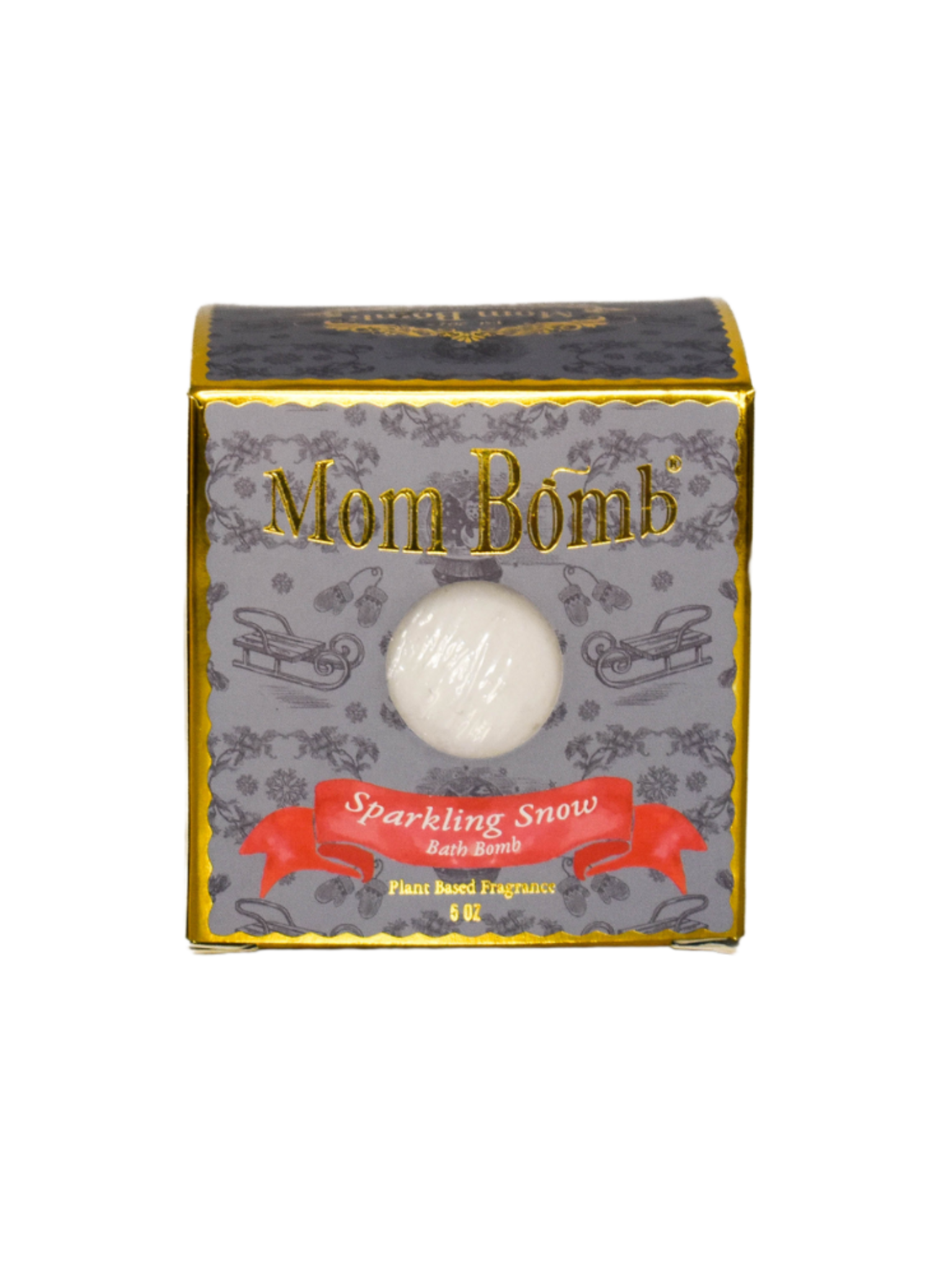 Mom Bomb Sparkling Snow Bath Bomb – WinterMint Scented All-Natural, Vegan, Single-Use Winter Bliss (5oz)