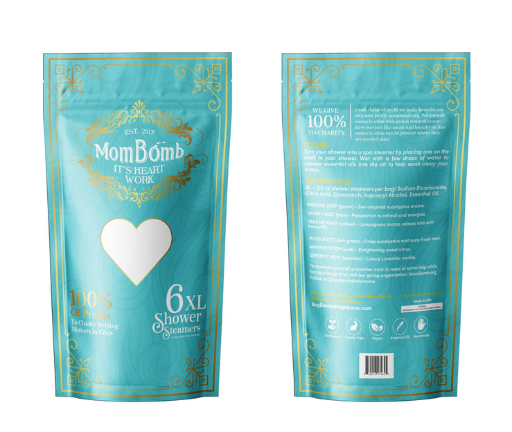 XL Shower Steamers - Assorted Scents, 6 Per Bag -  Mom Bomb Giving Organization