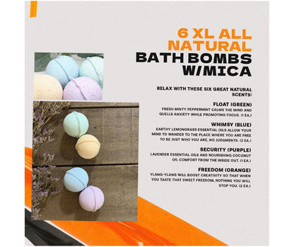 BAG OF SIX ALL NATURAL BATH BOMBS -  Mom Bomb Giving Organization